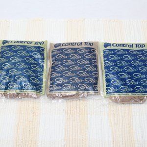 VTG SILKIES CONTROL TOP SUPPORT LEGS NYLONS HOSIERY LOT 3 MED NUDE/NATURAL #721